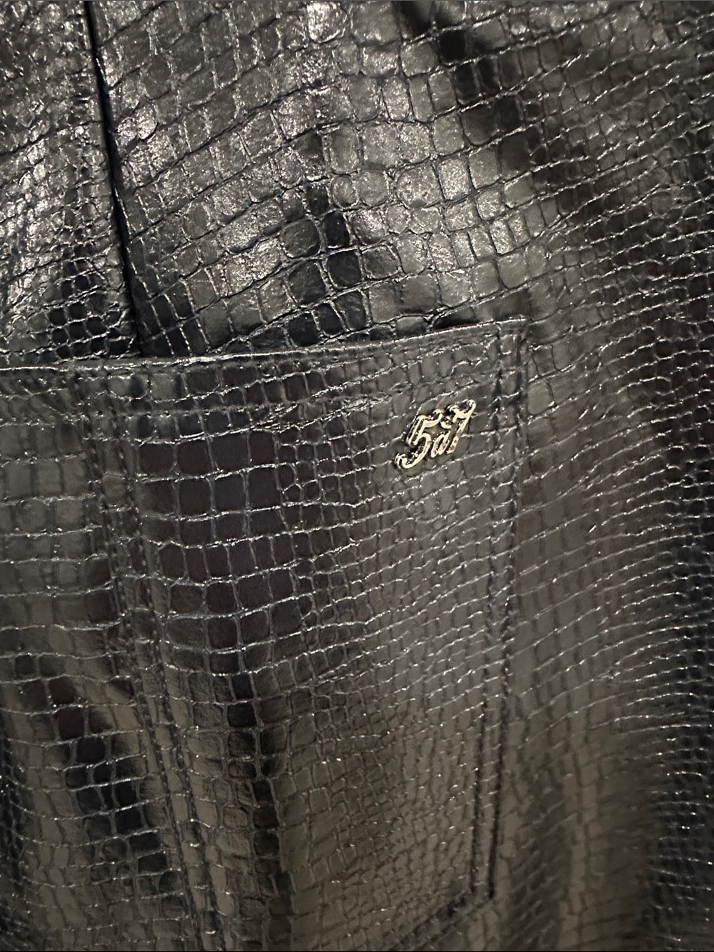 NWT Cinq à Sept Benji Textured Snake Faux Leather Pants — Navy | Size 12 - Picture 4 of 4